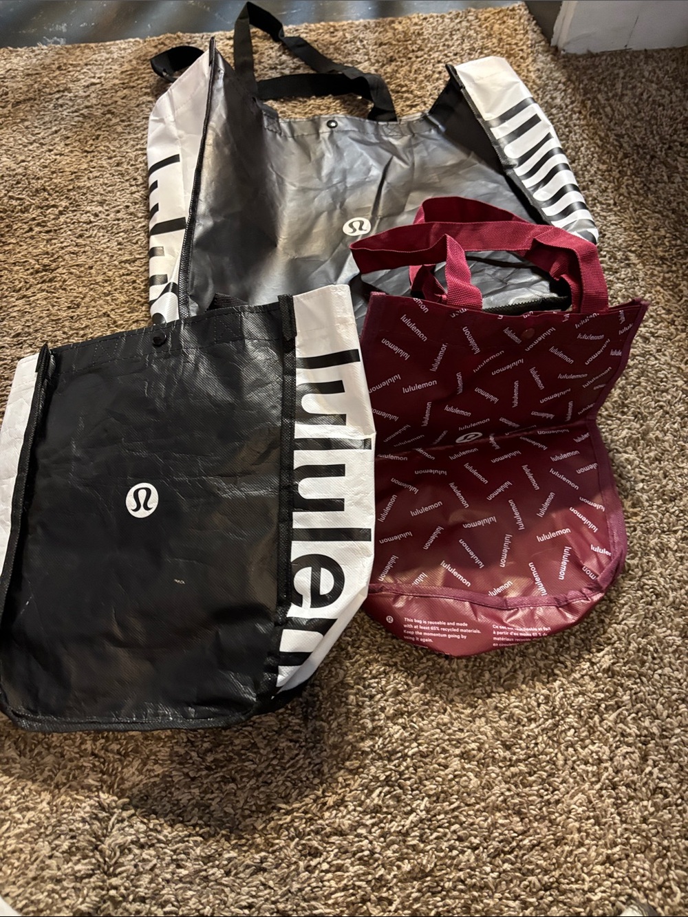 lululemon athletica Black and Burgundy Tote Bag Duo